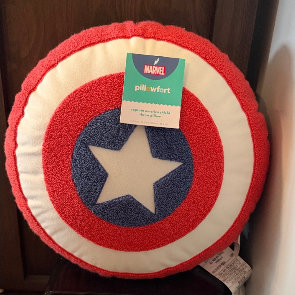 Pillowfort Marvel Captain America Shield Red and Blue Shield Cushion